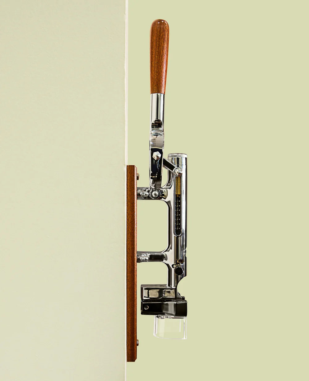 BOJ Professional Wine Opener Chrome Plated SapeleBacked Wall Mounted Corkscrew Vintage 09921 bojpro.com