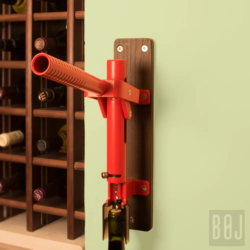 BOJ Professional Wine Opener Red OakBacked Wall Mounted Corkscrew Vintage Model 110 10464 bojpro.com