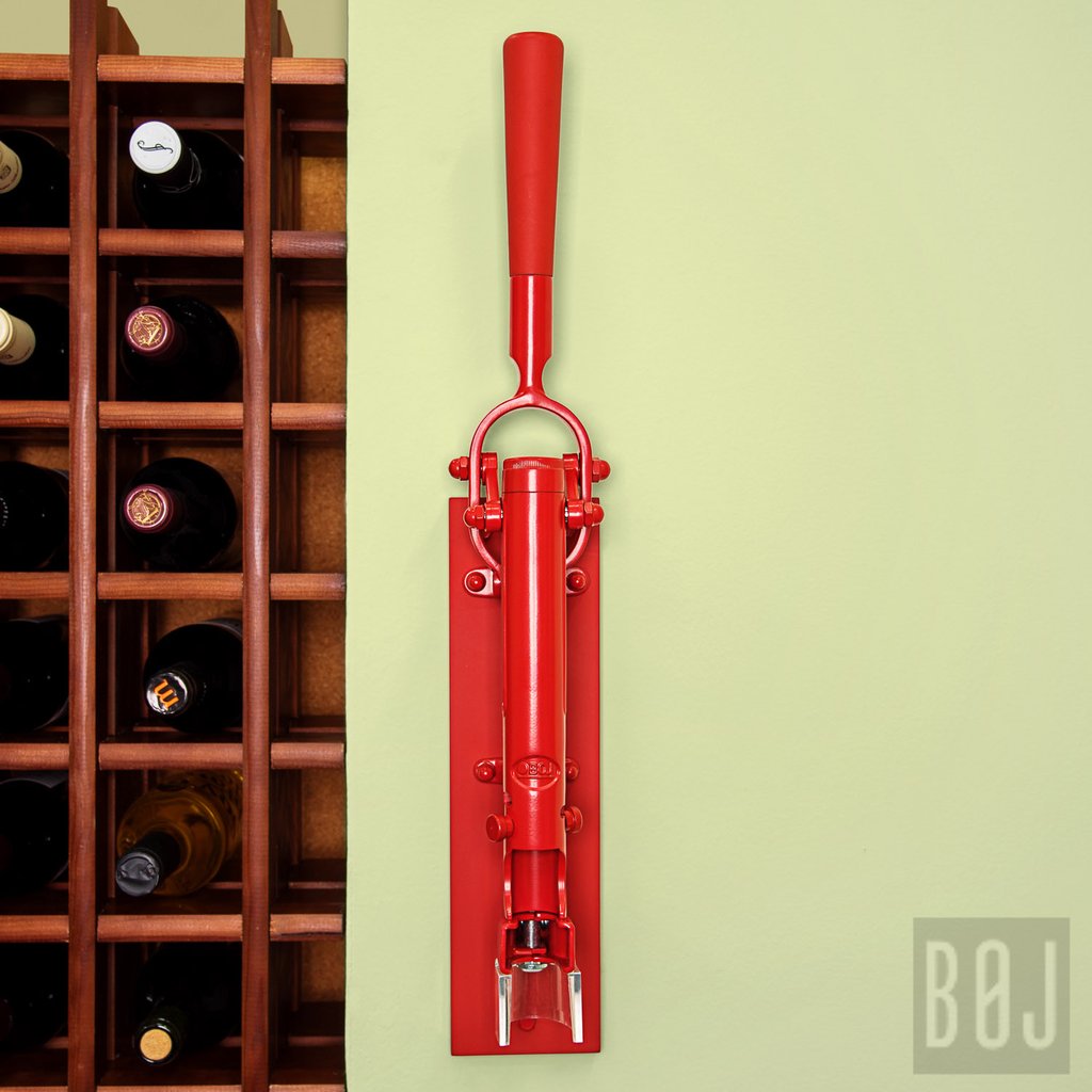 BOJ Professional Wine Opener Red SapeleBacked Wall Mounted Corkscrew Vintage 10450 bojpro.com