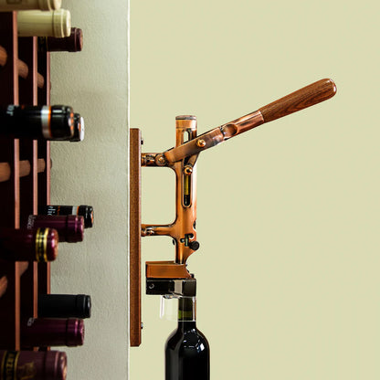 BOJ Professional Wine Opener Old Copper SapeleBacked Wall Mounted Corkscrew Vintage 09927 bojpro.com